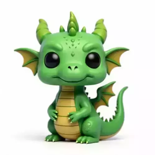 Cute Chibi Green Baby Dragon 3D Model