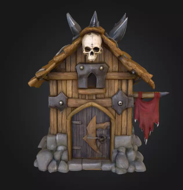 Orc House with Skull Low-poly 3D model_1