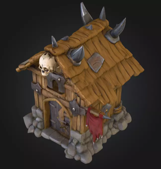 Orc House with Skull Low-poly 3D model_8