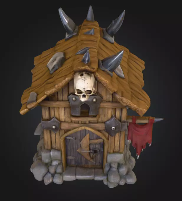 Orc House with Skull Low-poly 3D model_9