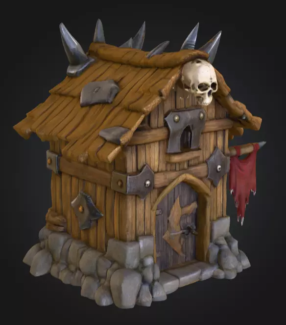 Orc House with Skull Low-poly 3D model_2