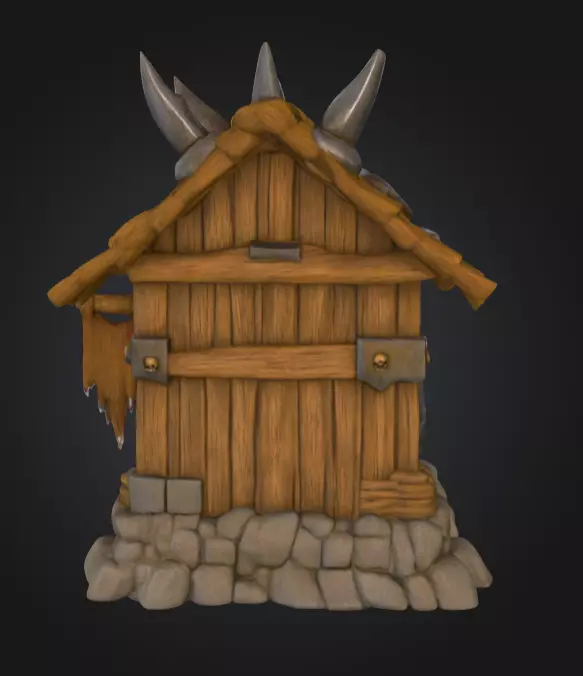 Orc House with Skull Low-poly 3D model_5