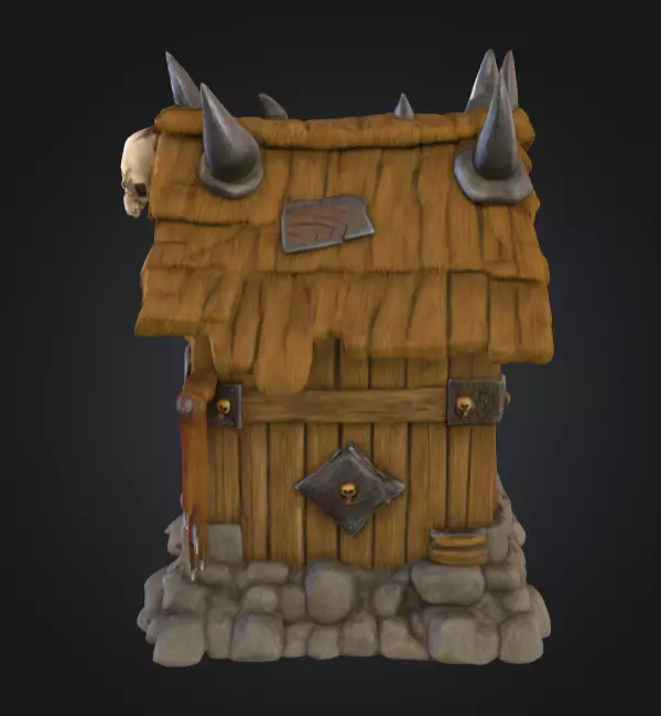 Orc House with Skull Low-poly 3D model_7