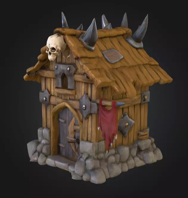 Orc House with Skull Low-poly 3D model_0