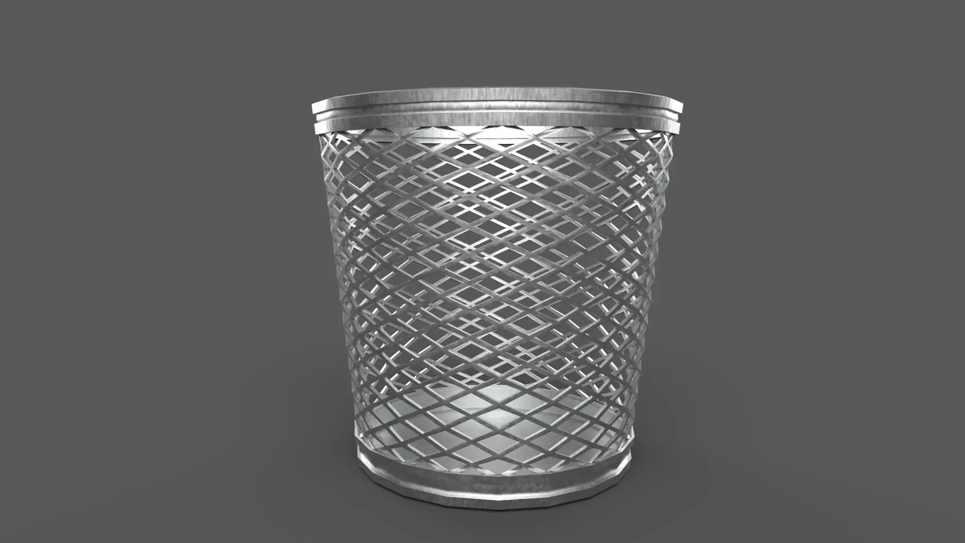 Trash Can Metal Low-poly 3D model Low-poly 3D model_0