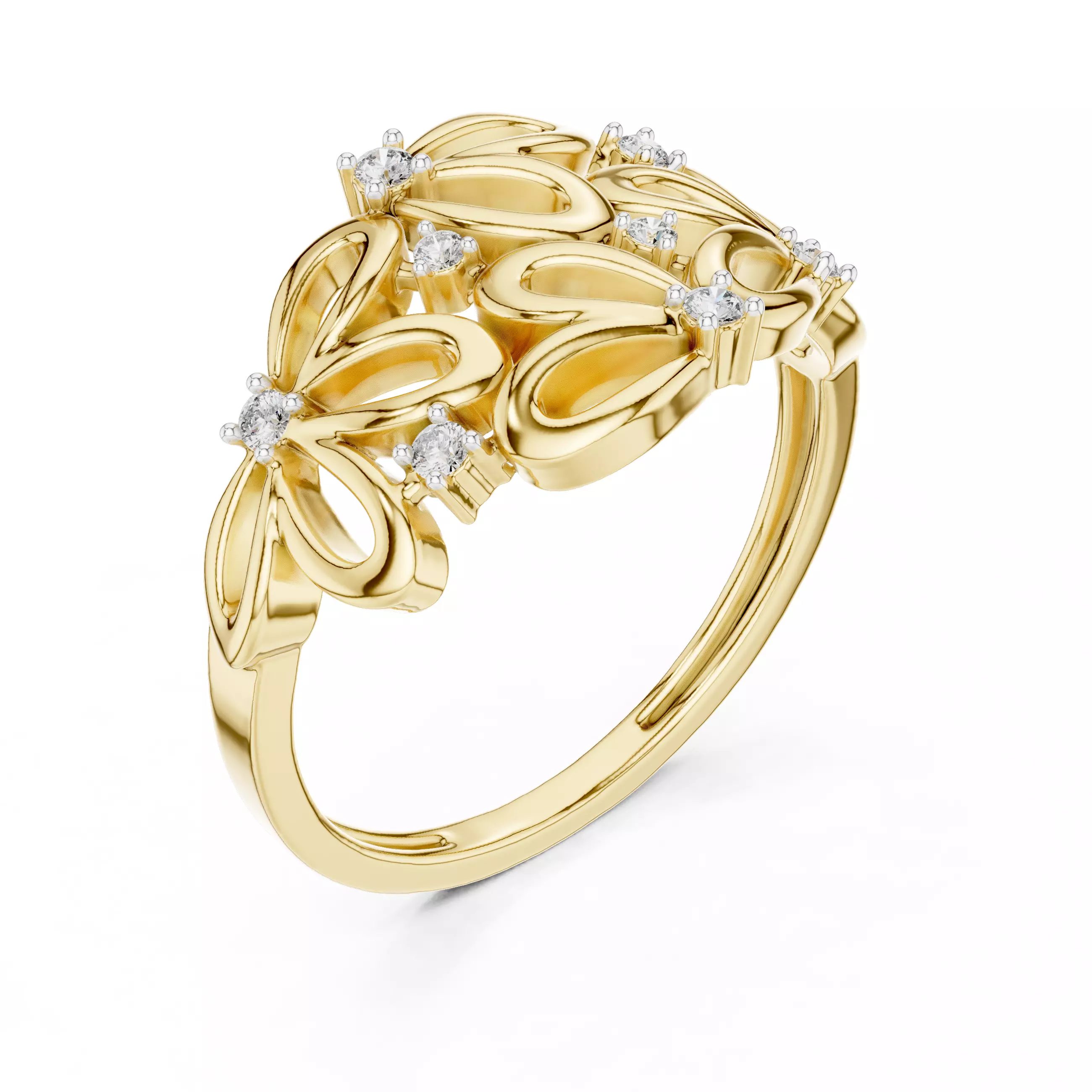 Heart Shape Round Diamond Engagement Wedding Ring 3DM STL Video 3D print model_7