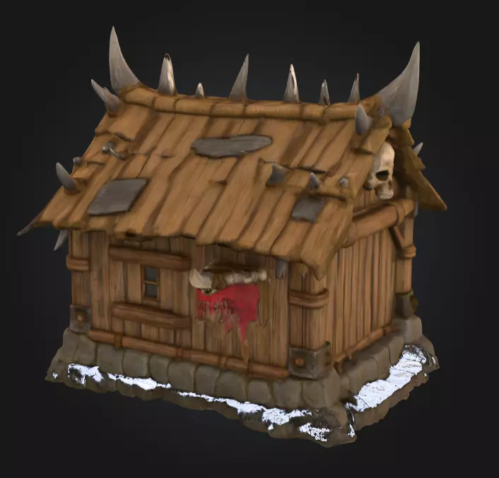 Orc House with Skull Low-poly 3D model_6
