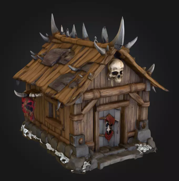 Orc House with Skull Low-poly 3D model_2