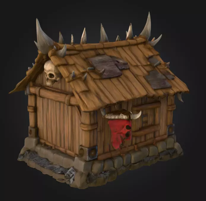 Orc House with Skull Low-poly 3D model_4