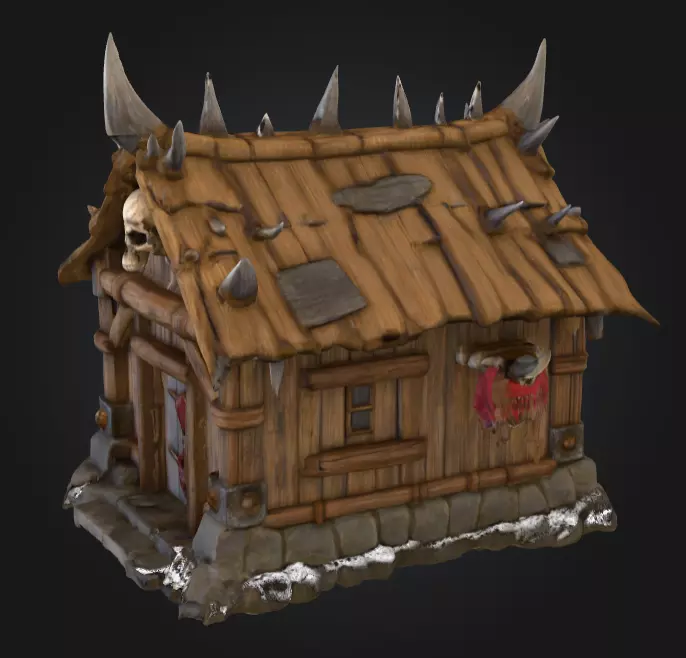 Orc House with Skull Low-poly 3D model_7