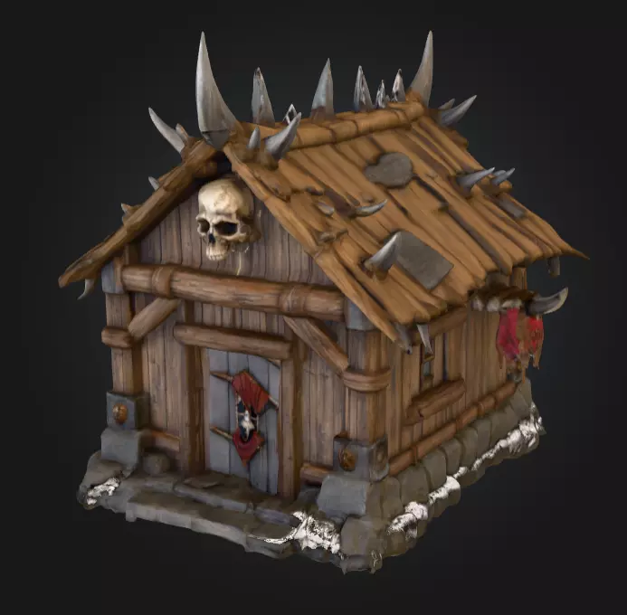Orc House with Skull Low-poly 3D model_0