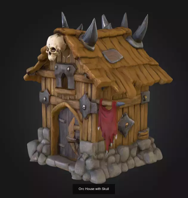 Orc Warcamp Tribal Structures And Ritual Props 3D Model Collection_3