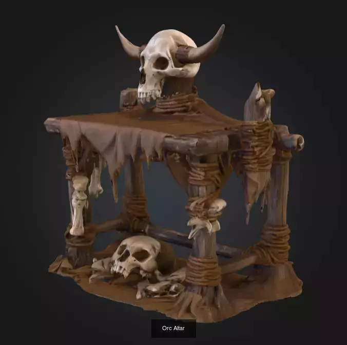 Orc Warcamp Tribal Structures And Ritual Props 3D Model Collection_4