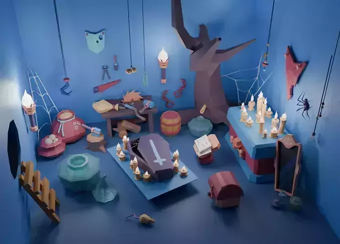 Witch Cellar Hand-Painted 3D Props Pack