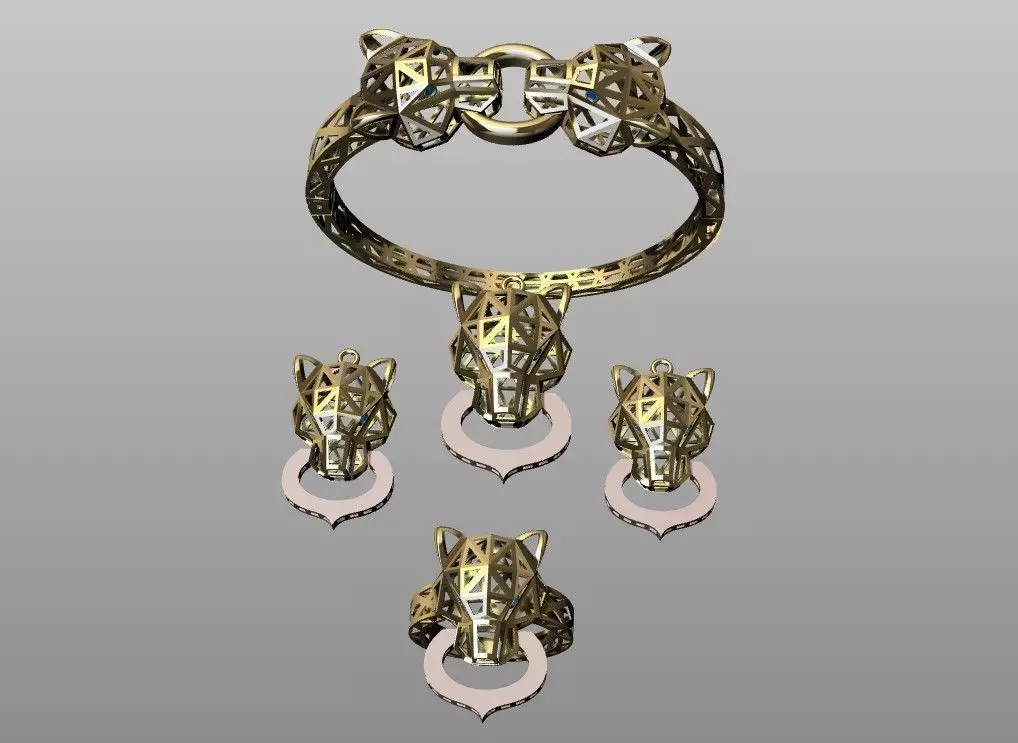 Leopard or Panther head set 3D print model_6