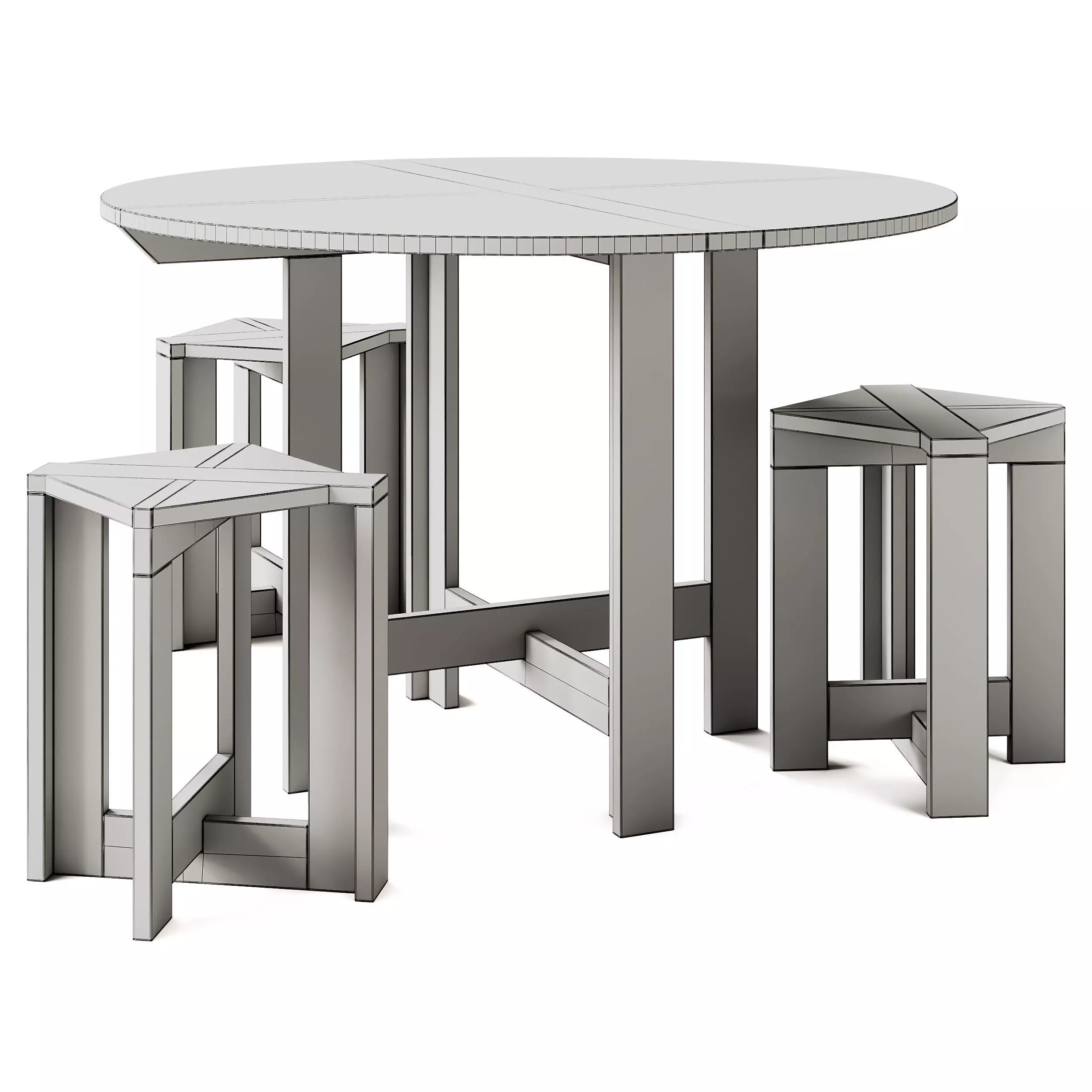 Monotropa Berber Table and Stool Set 3D model_7