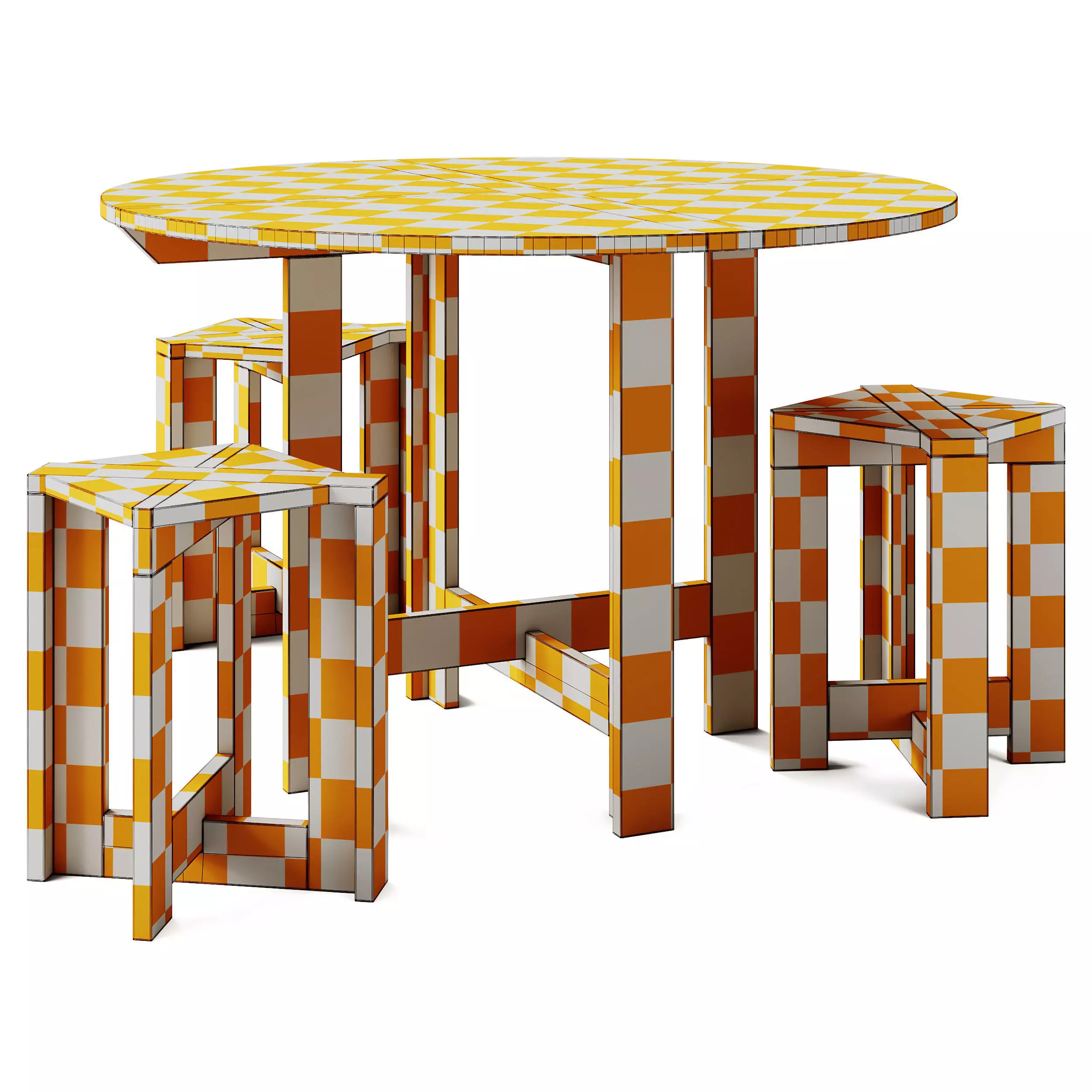 Monotropa Berber Table and Stool Set 3D model_8