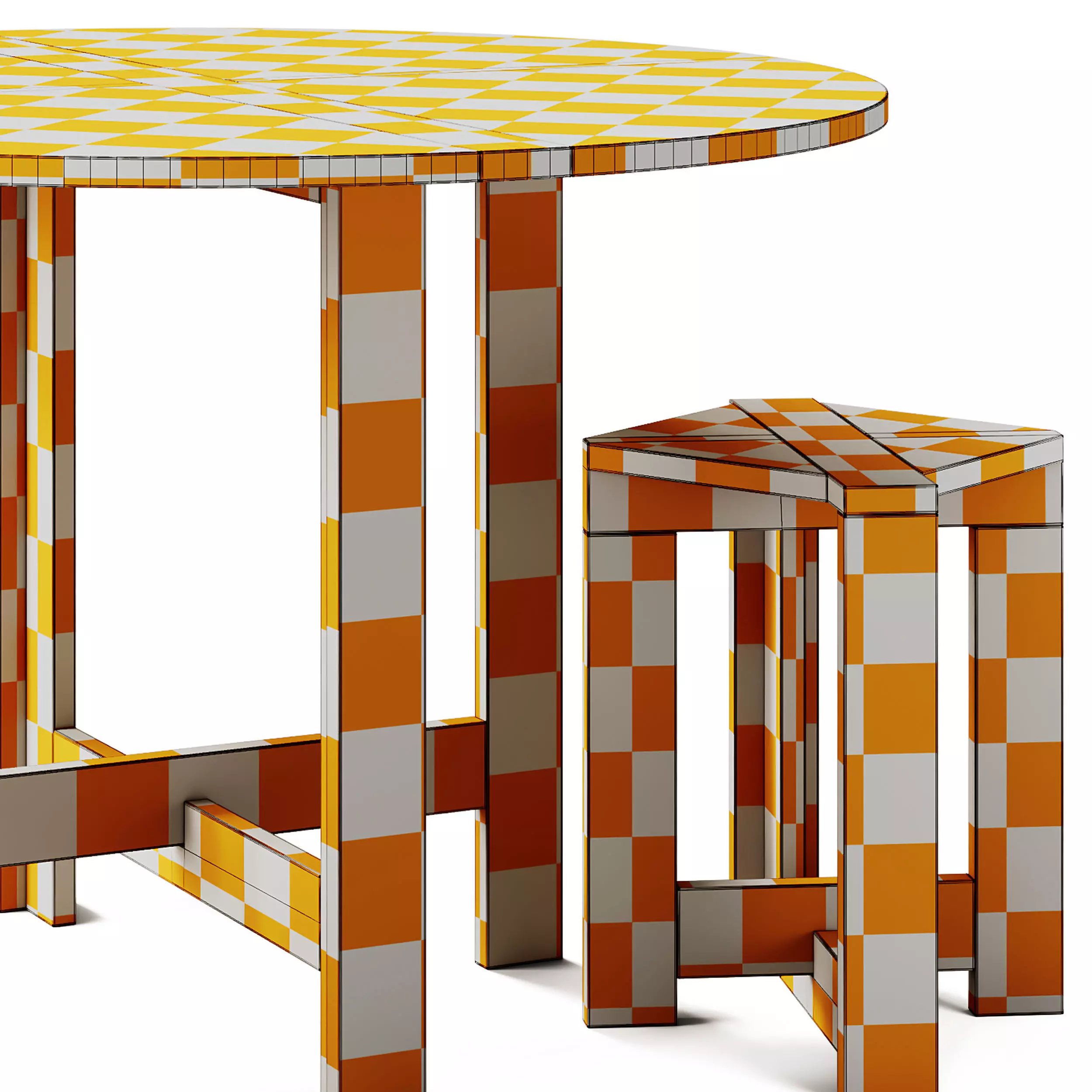 Monotropa Berber Table and Stool Set 3D model_10