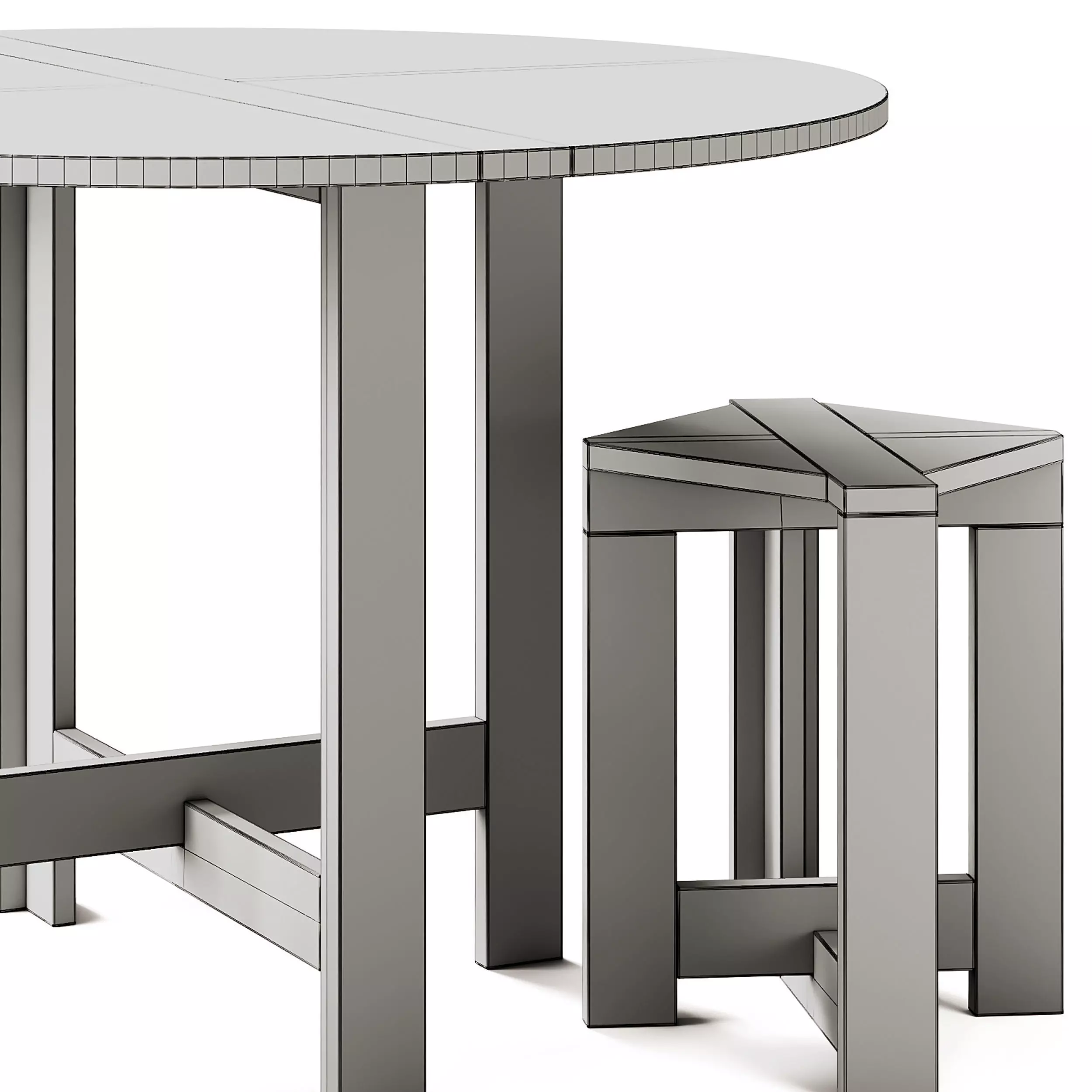Monotropa Berber Table and Stool Set 3D model_9
