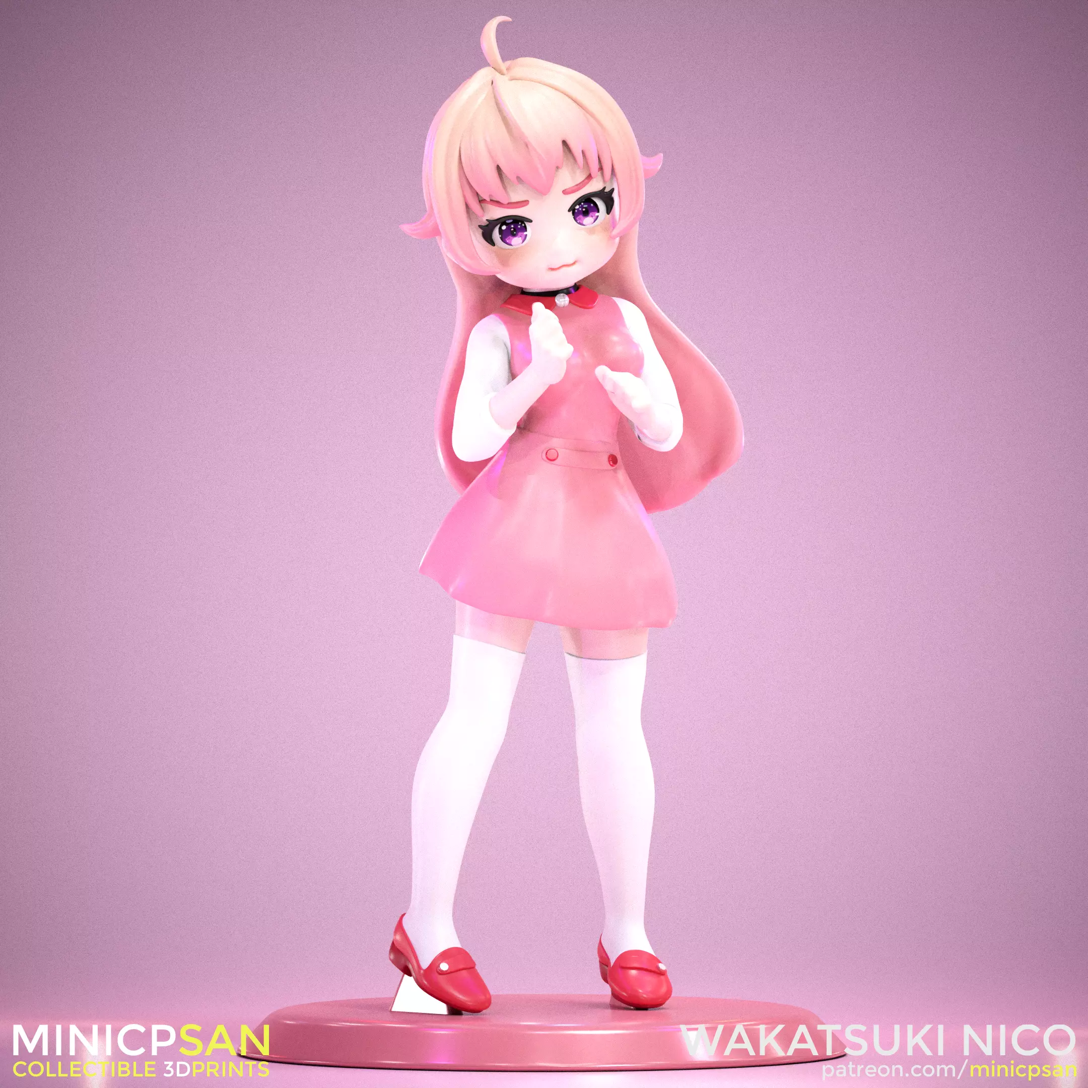 Cute Wakatsuki Nico pouting - Pink Outfit - Witch Watch Anime 3D print model