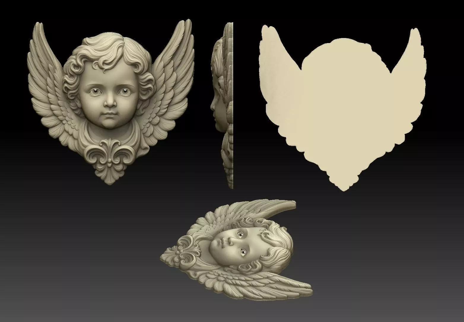 Cherub Angel Face 3D print model_2