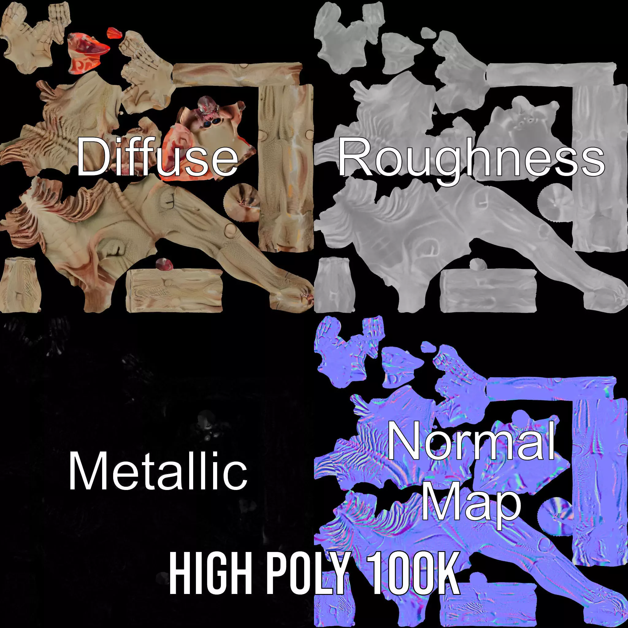 Fantasy Creature Skeleton model pack Low-poly 3D model_4