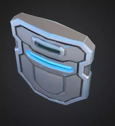 futuristic shield with bright silver blue color Low-poly 3D model_11