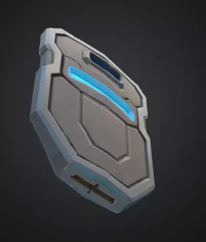futuristic shield with bright silver blue color Low-poly 3D model_6