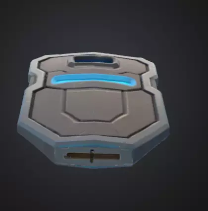 futuristic shield with bright silver blue color Low-poly 3D model_7