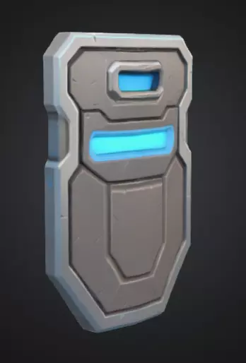 futuristic shield with bright silver blue color Low-poly 3D model_5
