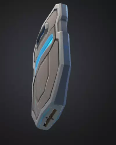 futuristic shield with bright silver blue color Low-poly 3D model_8
