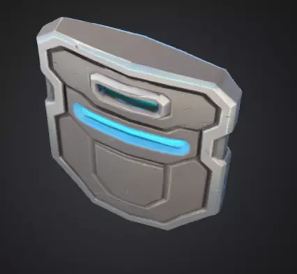 futuristic shield with bright silver blue color Low-poly 3D model_13
