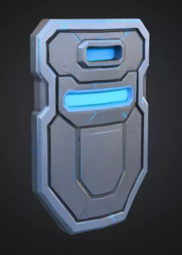 futuristic shield with bright silver blue color Low-poly 3D model_1