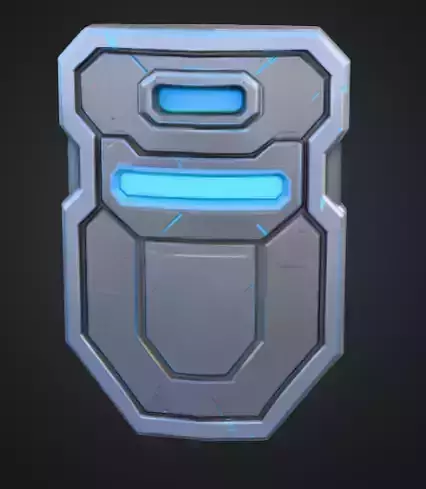 futuristic shield with bright silver blue color Low-poly 3D model