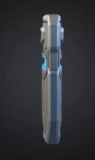 futuristic shield with bright silver blue color Low-poly 3D model_2