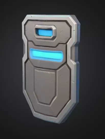futuristic shield with bright silver blue color Low-poly 3D model_3