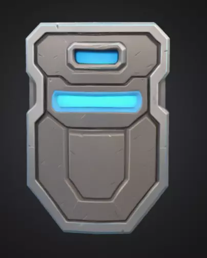 futuristic shield with bright silver blue color Low-poly 3D model_4