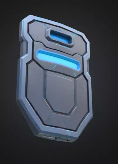 futuristic shield with bright silver blue color Low-poly 3D model_9