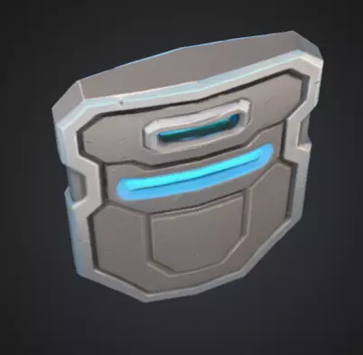 futuristic shield with bright silver blue color Low-poly 3D model_12