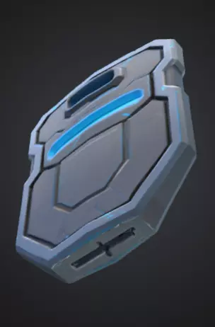 futuristic shield with bright silver blue color Low-poly 3D model_10