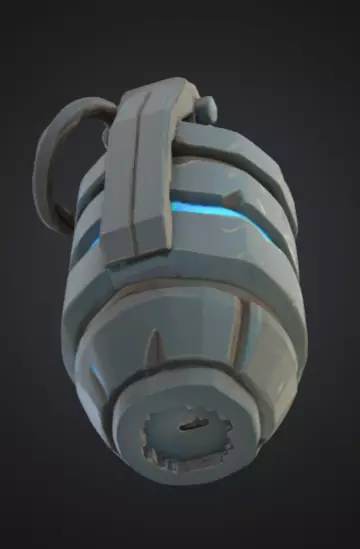 futuristic grenade with bright silver-blue color Low-poly 3D model_9