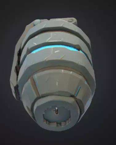 futuristic grenade with bright silver-blue color Low-poly 3D model_10