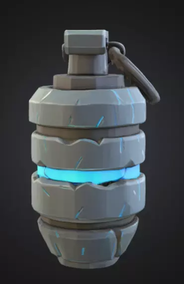futuristic grenade with bright silver-blue color Low-poly 3D model_0
