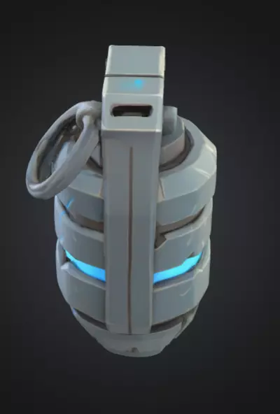 futuristic grenade with bright silver-blue color Low-poly 3D model_11