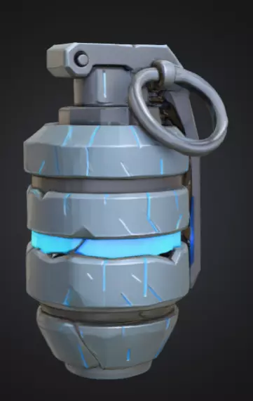 futuristic grenade with bright silver-blue color Low-poly 3D model_2