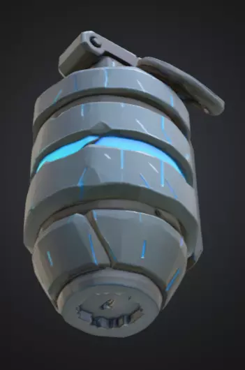 futuristic grenade with bright silver-blue color Low-poly 3D model_6