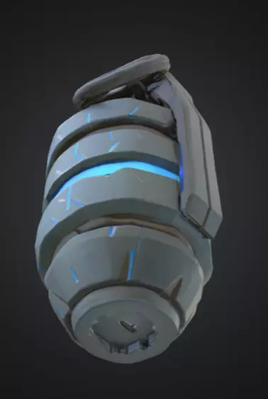 futuristic grenade with bright silver-blue color Low-poly 3D model_8
