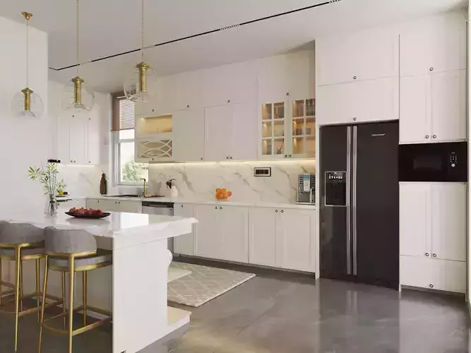 Modern Kitchen Interior 3D Scene  SketchUp  V-Ray