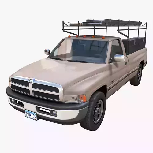 Dodge Ram 1995 utility pickup truck Low-poly 3D model