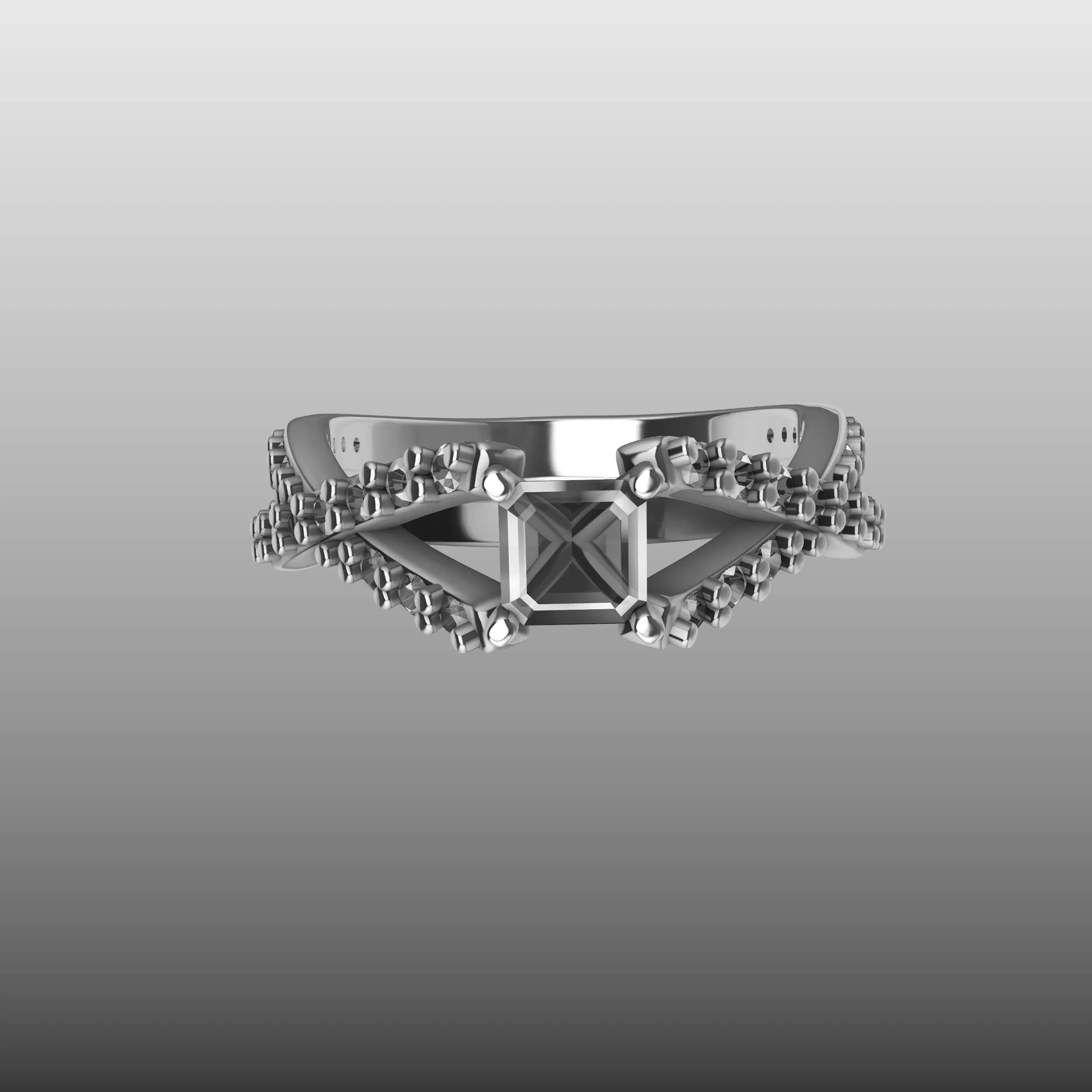 asscher-cut Engagement Ring 3D print model